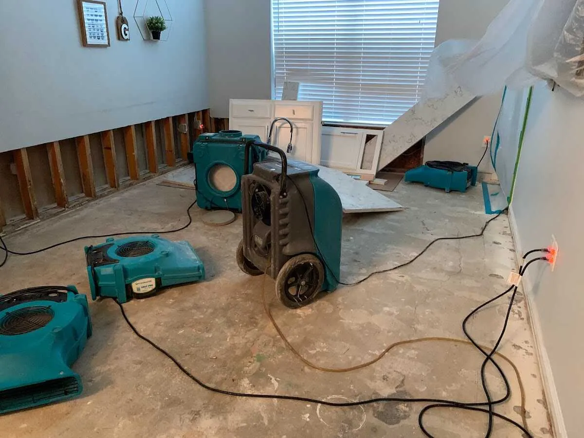 Dehumidifier in flood-cut room for Water Extraction & Removal in Clemson